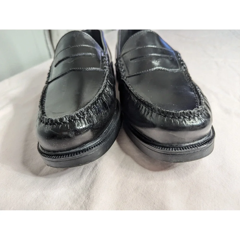 Nunn Bush mens loafers shiny black dress slide on shoes 12W leather uppers 85538